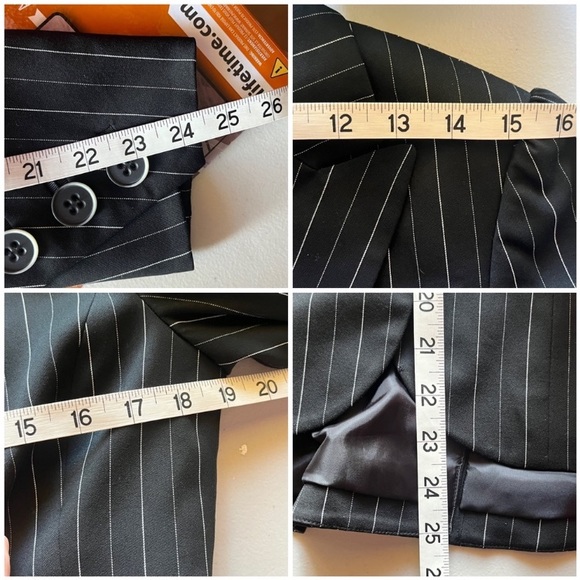 womens nine west black white pinstripe single breasted suit one button 10 - Picture 5 of 8